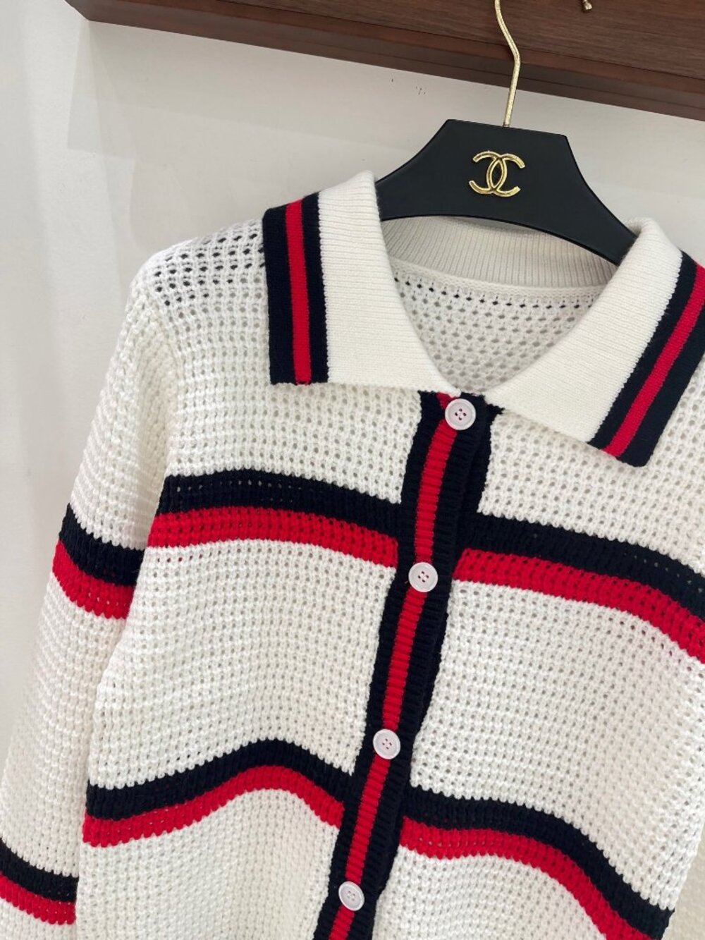 🍦Miu Miu🍦Red Label Striped Collared Knit Cardigan - Picture 5 of 6